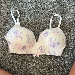 Victoria's Secret Floral Bra - Cream and Purple